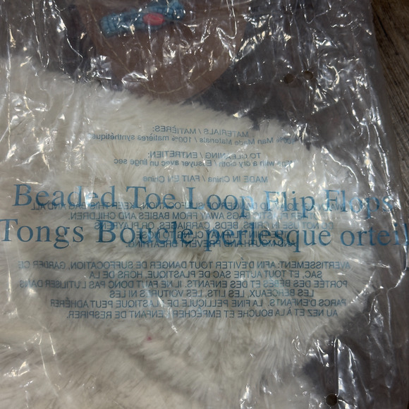 Avon Thong Sandals Women's 10 Blue Brown Beaded Gemstone Flat Open Toe Preppy - Picture 9 of 11